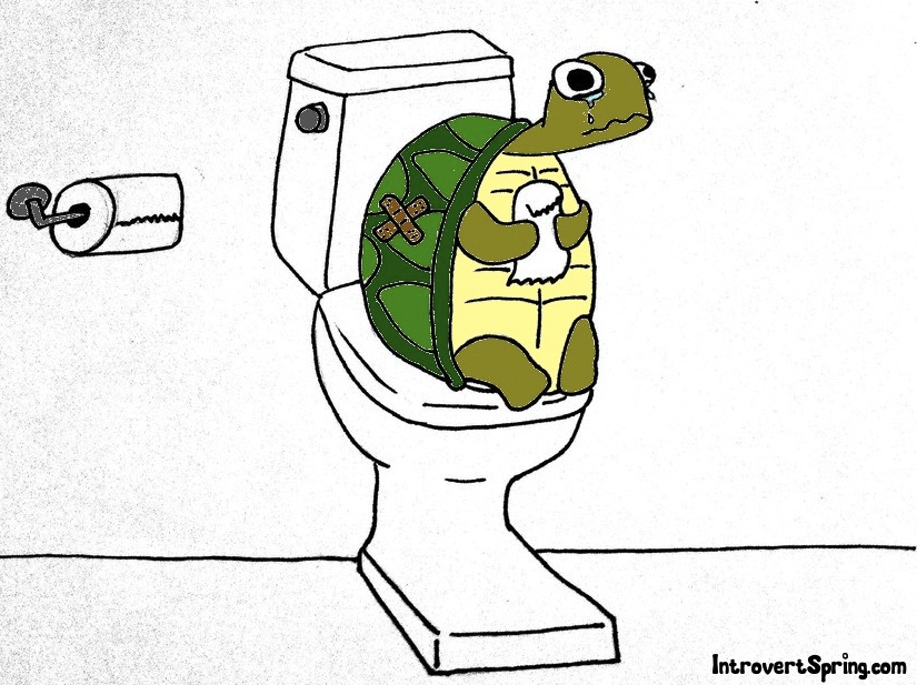 turtle cartoon introvert come out of shell