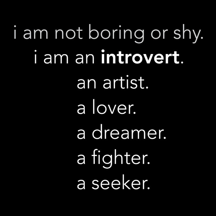I'm not boring or shy. I am an introvert.