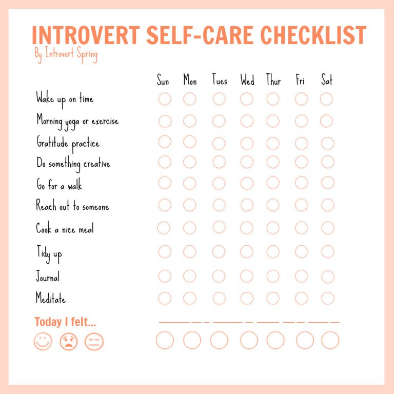 Introvert Self-Care Checklist - Introvert Spring